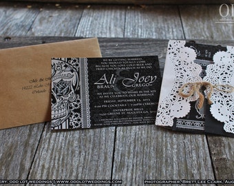 Halloween Wedding Invitation Set Skull Invitation Sugar Skull Invites DIY Black And White Day of the Dead Dia De Los Muertos Calaveras DIY