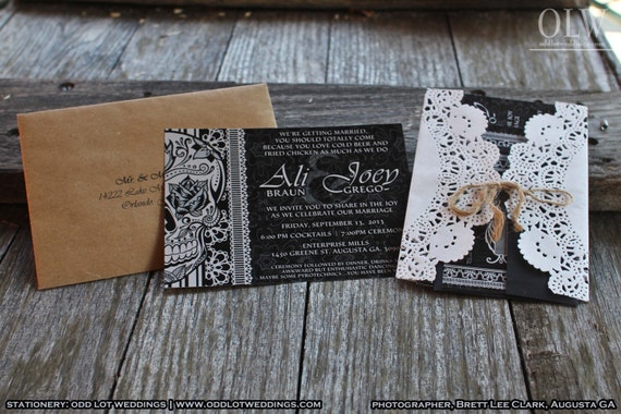 Halloween Wedding Invitation Set Skull Invitation Sugar Skull