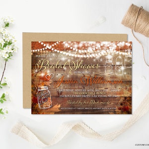 Rustic Fall Bridal Shower Invitation Rustic Wedding Shower Autumn Wedding Bridal Invite DIY Mason Jar Invite Digital Printable Fall Leaves image 7