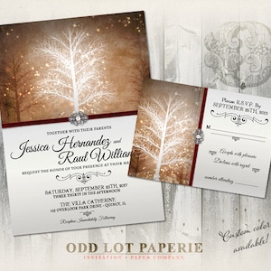 Winter Wedding Invitation, RSVP Stationery Suite, Digital Printable, Christmas Wedding, Winter Wonderland, Printable Invitations, Rustic image 1