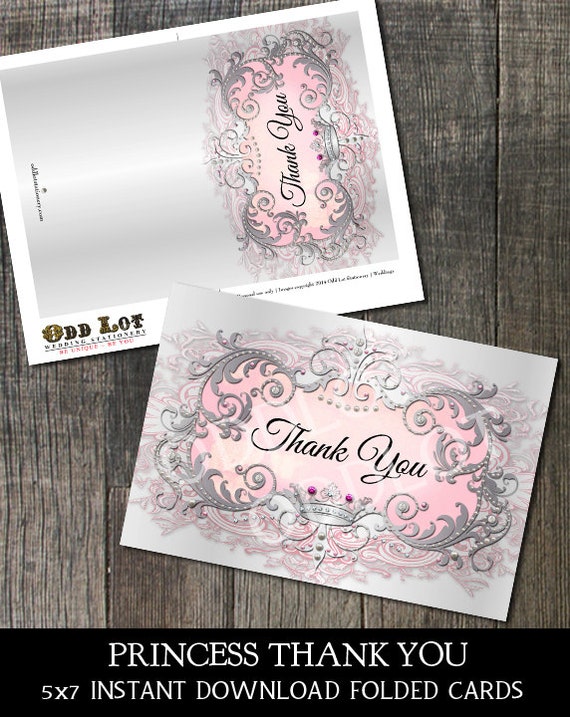 Princess Thank You Card, Princess Birthday, Princess Party, Princess Quinceañeras, Princess Baby Shower, Princess Bridal Shower Il_570xn