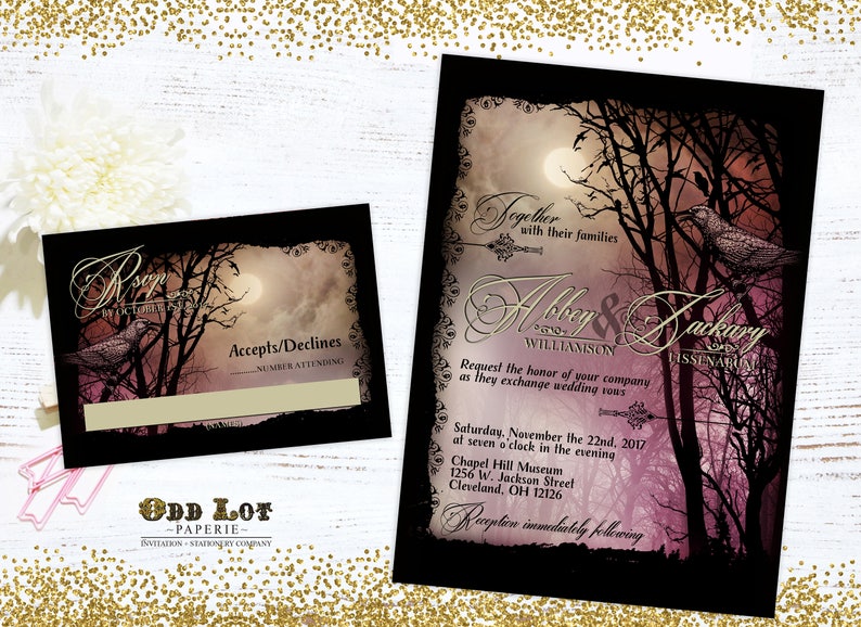 Halloween Wedding Invitation Set Printable Halloween Wedding - Etsy