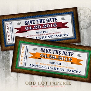 Football Save the Date Invitation, Super bowl Ticket, Super bowl Party Ticket, Sports Invitation, DIY Printable Football Invitation, Sports
