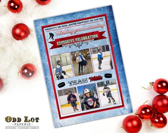 Hockey Christmas Cards, Sports Themed Christmas Cards, Printable Christmas Cards, Any Sports Team, Hockey Team Invite , DIY Printable invite