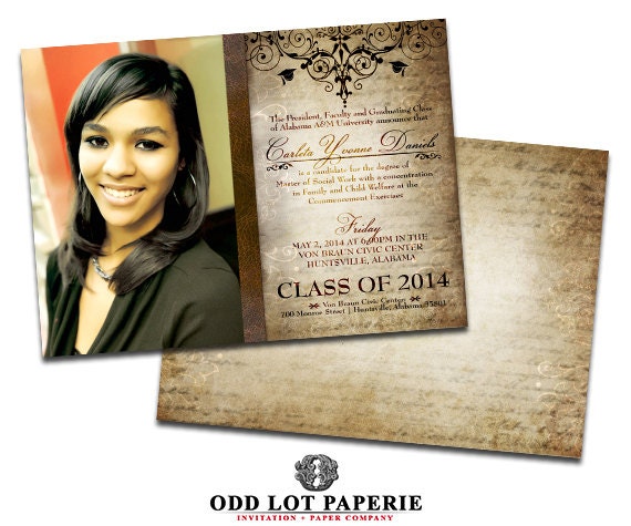 Rustic Graduation Invitation, Photo Grad Invite, Old World Vintage, Graduation Announcement, Graduation Invite, DIY Invite, Class of, Girl Il_570xn