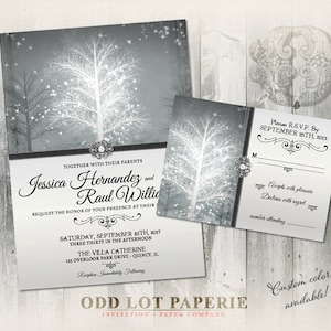 Winter Wonderland Wedding Invitation Suite, Digital Printable Stationery, Schneeflocken und Bäume, Winter Wedding, Urlaub Wedding, DIY
