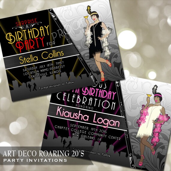 Flapper Birthday Party Invitation, DIY Digital Party Invitation, Flapper  Gal and Cityscape Roaring 20's Party Invitation, Retro Art Deco - Etsy