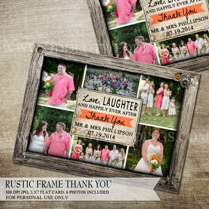 Rustic Frame Thank You Photo Card, Collage Thank You Card, Chalkboard Thank you Digital Printable, DIY Wedding Thank You, thank you card