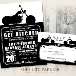 Biker Motorcycle Wedding Invitation, DIY Printable Digital Invite and RSVP Card, Rocker Wedding, Biker Wedding, Harley Inspired DIY Invite