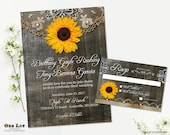Sunflower Wedding Invitation Set Rustic Sunflower Country Wedding Invites Wood Grain Background Rustic Wedding Rustic Chic Printable Invite Il_170x135