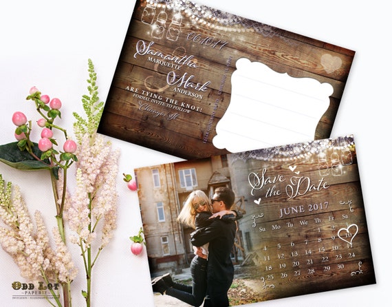 Rustic Save The Date Printable Wedding Photo Save The Date
