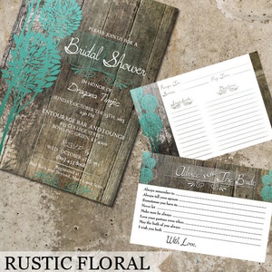 Rustieke houten bruidsdouche uitnodigingen| Advieskaarten | Receptenkaarten | Bruiloft Douche Uitnodigingen Digitale Afdrukbare bestanden | DIY Printable