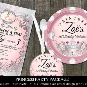 Princess Birthday Party, Princess Birthday Invitation, Princess Party Circles, Princess Cupcake Toppers, Princess Labels, Princess DIY Party