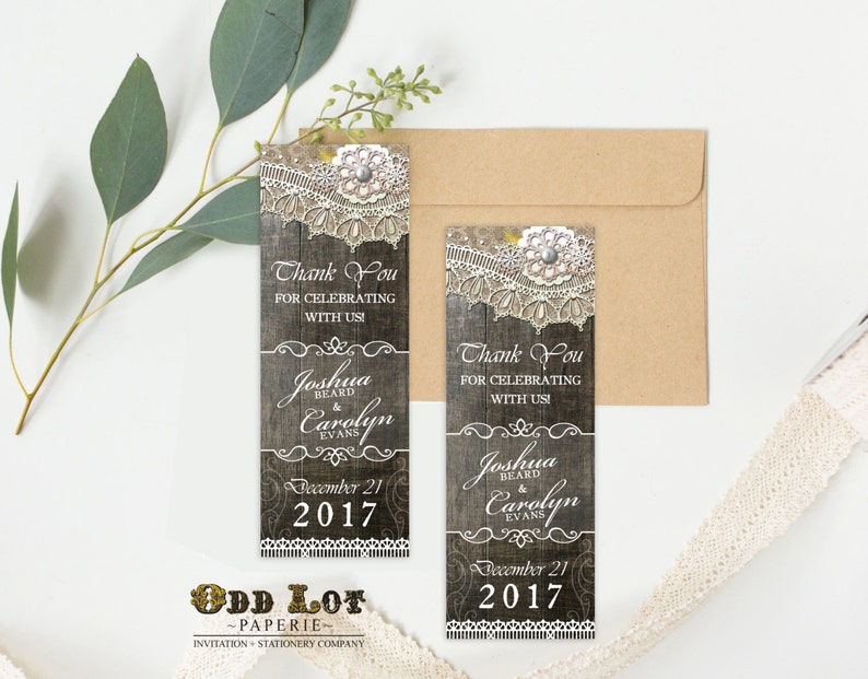 Rustic Wedding Favors Printable Wedding Favor Bookmark Thank - Etsy