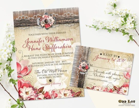 Floral Wedding Invitation Printable Wedding Invitation Suite