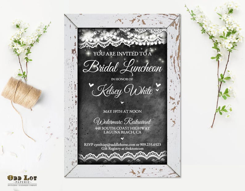 Rustic Chic Bridal Shower Invite Rustic Invitation Chalkboard and Lace DIY Invite Chic Wedding DIY Printable Invitation Bridal Shower