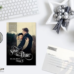 Moderno Save the Date, Moderno y limpio imprimible Save the Date Postcard, Simple Save the Date Card con foto, DIY Wedding Printable