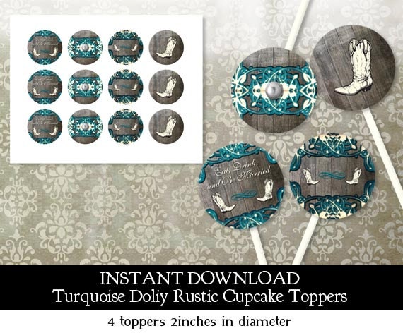Rustic Bridal Shower Doily Lace Cupcake Toppers - Instant Download - 4 Designs in all Il_570xn
