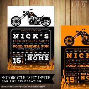 Biker Motorcycle Birthday Invitation, Biker Party Invite, DIY Printable Biker Birthday Invitation, Printable Invitation, Birthday Card, DIY image 2