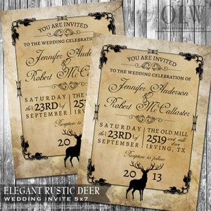 Rustico Bosco matrimonio invito cervi legno caduta Hunter invito digitale rustico all'aperto invito digitale file carta Kraft look
