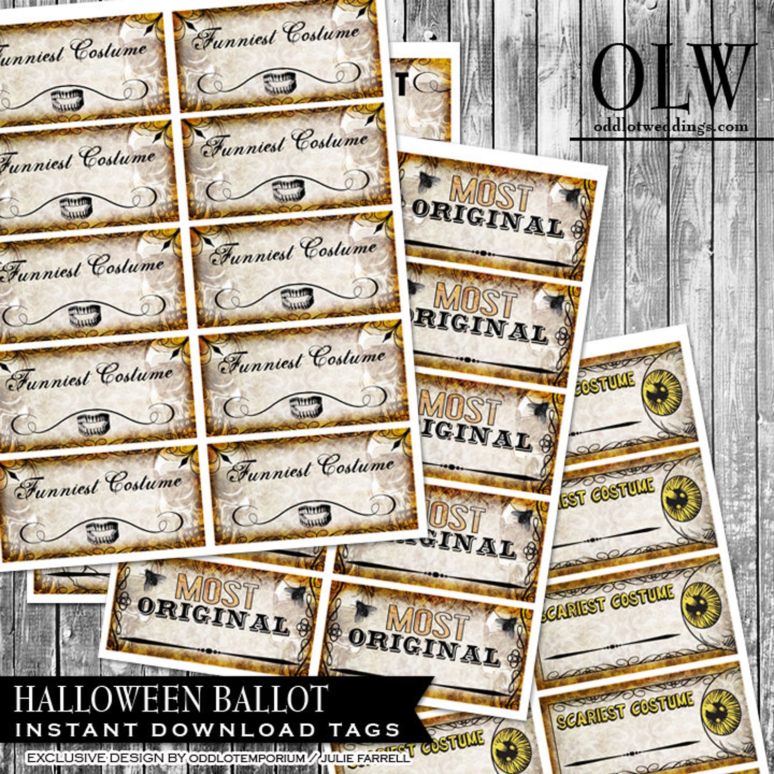 Halloween Entry Ballots Halloween Costume Contest Labels - Etsy