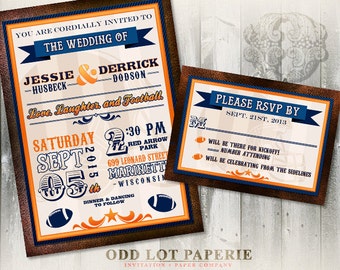 Football Wedding Invitation Set: Sports Team Colors (Printable Files)