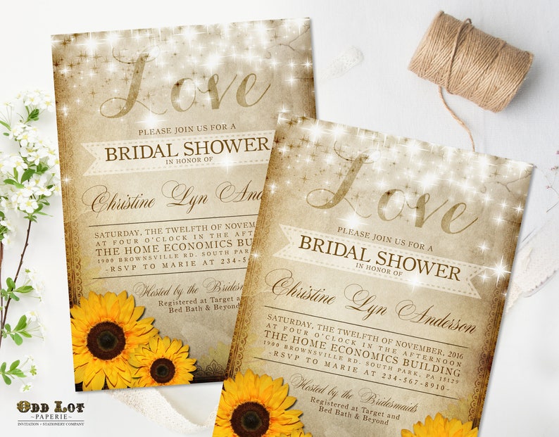 Rustic Sunflower Bridal Shower Invitation Yellow Sunflower Invitation Summer Wedding Fall Wedding DIY Printable Sunflower Wedding Set image 4