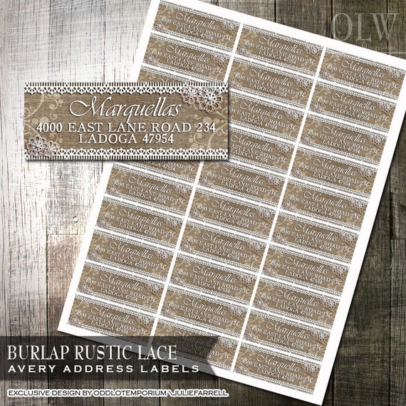 Rustic Burlap and Lace Address Labels DIY Avery Labels for Printing Yourself Shabby Chic Printable Address Labels Digital File Il_570xn