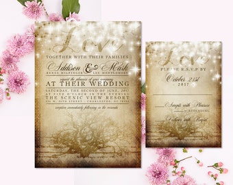 Rustic Woodland Wedding Invitation Oak Tree Wedding Invitation Rustic Wedding Invite Suite Winter Wedding Invitations DIY Wedding Printable