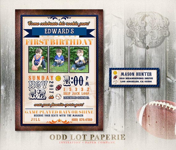 Football Birthday Invitation Any Team Color Combination childs photos & Avery label Digital Invitation 5x7 Football Party Sports Il_570xn