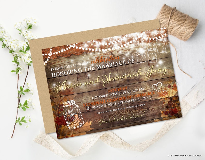 Rustic Fall Wedding Reception Invitation, Country Rustic Invite, Reception Only Invitation, Rustic Party Invitation Autumn Wedding Printable image 3