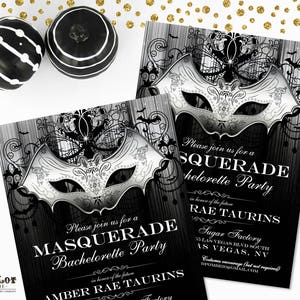 Halloween Masquerade Party Invitation, Bachelorette Party Printable Invite, Masquerade Ball Bridal Shower, Bat Mask, Gothic Personalized DIY