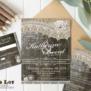 Invitaciones de boda de madera rústica y RSVP tarjeta imprimible invitaciones de boda país rústico imprimible invitaciones que son Shabby Chic .