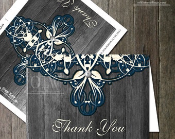 Wedding Thank You Card, Rustic Thank you Card, Lace Thank You Card, Country Rustic Printable Thank you Greeting Card, DIY Printable Card