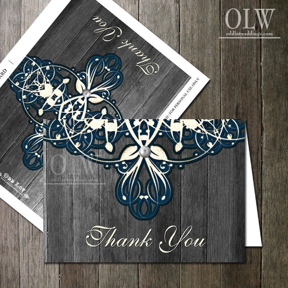 Wedding Thank You Card, Rustic Thank you Card, Lace Thank You Card, Country Rustic Printable Thank you Greeting Card, DIY Printable Card Il_570xn