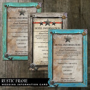 Hébergement carte - Info pour votre mariage de mariage de détails - lsiting numérique-cadre turquoise rustique
