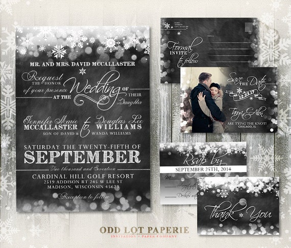 Christmas Wedding Invitation Winter Wedding Invitation Save The