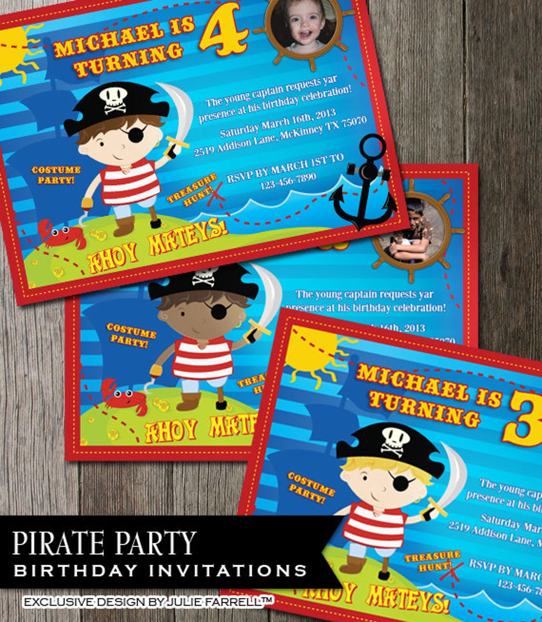 Pirate Invitation Pirate Birthday Invitation Kids Birthday Etsy