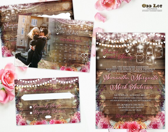 Floral Wedding Invitation Template Wedding Invitation Printable Wedding Invites Set, Modern Floral Boho, Romantic Floral Boho Chic Invites Il_570xn