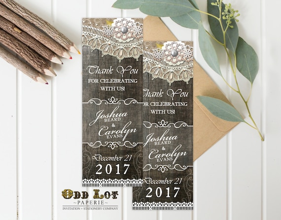 Rustic Wedding Favors, Printable wedding favor, Bookmark thank you favor, Printable Bookmarks ...