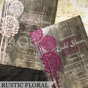 Rustic Wood Bridal Shower Invitations Digital File Printable Wedding Shower Invitations image 3