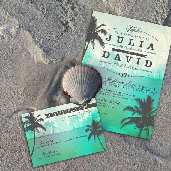 Beach Wedding Invites Tropical Beach Wedding Invite Destination Wedding Printable Invitation Personalized Wedding Invite Scenic Ocean Il_570xn