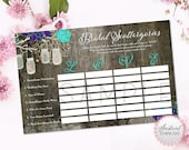 Rustic Bridal Shower Scattergories Game - Printable Mason Jar Scattergories Game - Rustic Chic Floral Bridal Shower Game INSTANT DOWNLOAD Il_170x135