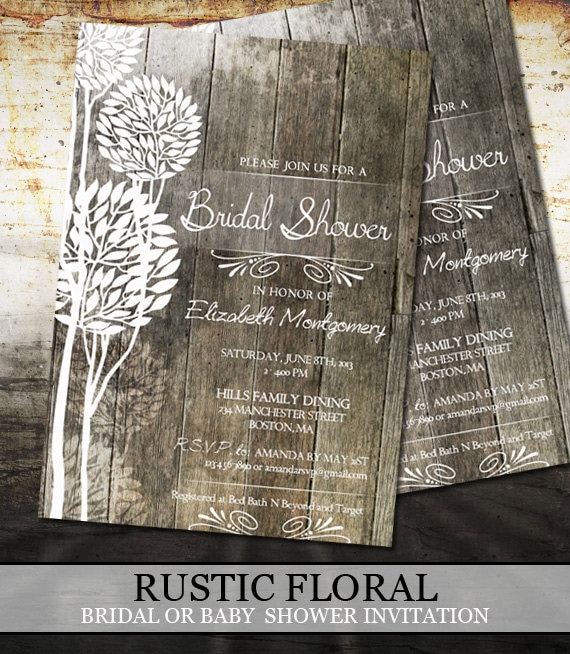 Rustic Wood Bridal Shower Invitations - Digital File Printable - Wedding Shower Invitations Il_570xn