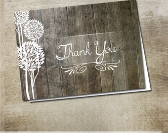 Rustic Wood Plank Thank You Card: Trees Wedding (DIY Printable)