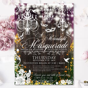 Masquerade Party Invitation, Moonlight Masquerade Printable invite, Glam Party Invite, Mardi Gras Mask Party, NYE Party Invitation Editable