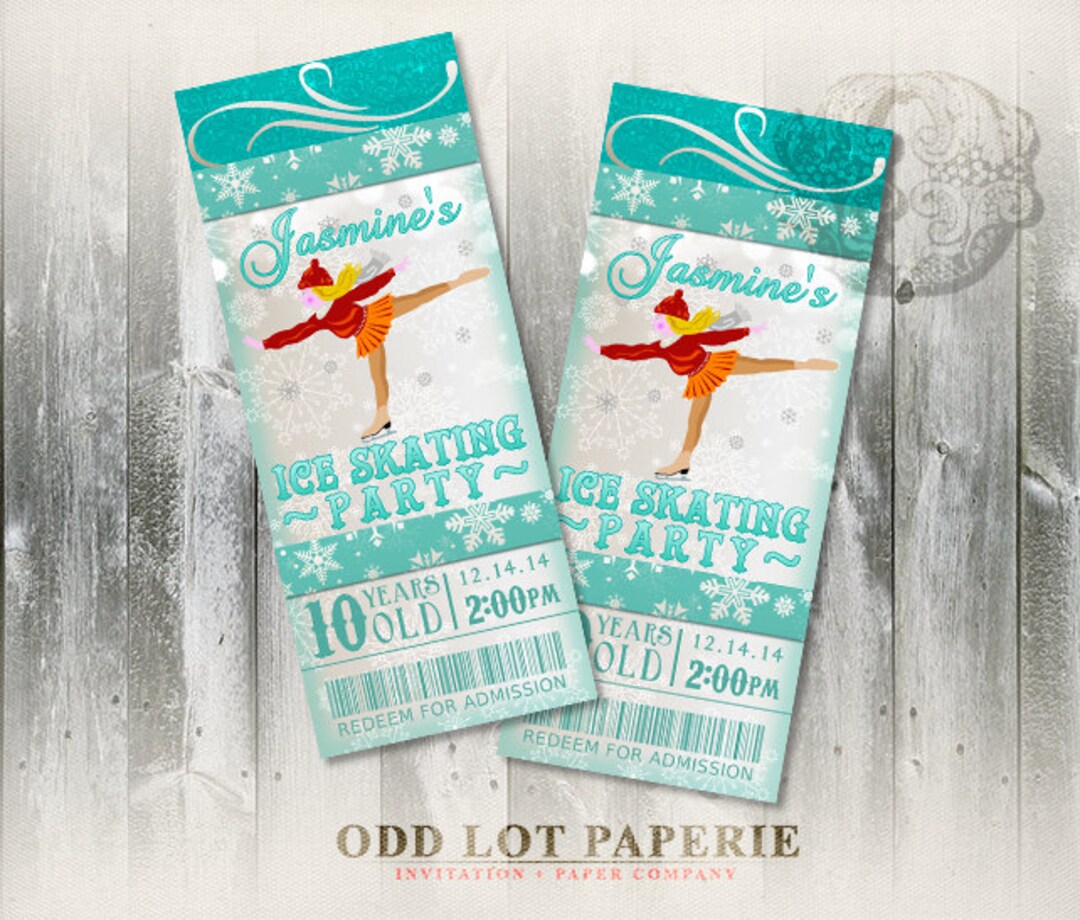 Ice Skating Invitation Ice Skating Ticket Birthday Etsy
