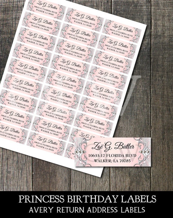 Princess Ornate Address Labels | Fairytale Pink and Sparkle | DIY Avery Address Labels | Matches our Princess Bday Invitation! Il_570xn