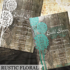 Rustic Wood Bridal Shower Invitations Digital File Printable Wedding Shower Invitations image 2