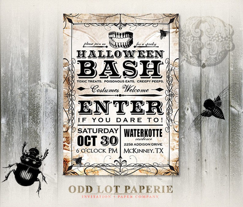Halloween Invitation, Printable Halloween Invite, Party Invitation, Victorian Gothic, Spooky Costume Party, DIY Printable Invite, Haunted image 6